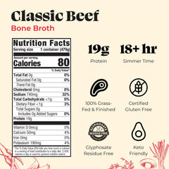 100% Grass-fed Beef Bone Broth - 16.9 oz