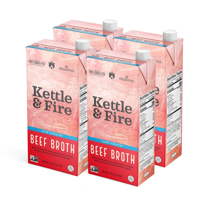 4 Pack: Beef Low Sodium Cooking Broth 32oz