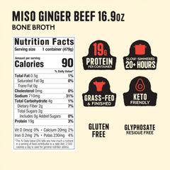 100% Grass-fed Miso Ginger Beef Bone Broth 16.9oz